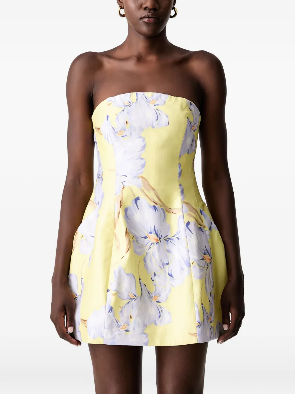 Bardot Karoline strapless mini-jurk met bloemenprint Geel