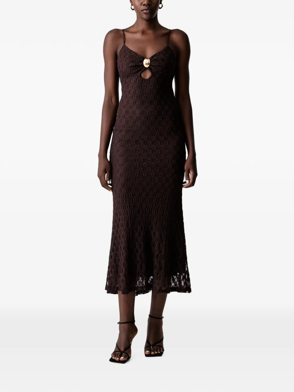 Bardot Karla floral-lace cut-out midi dress - Braun