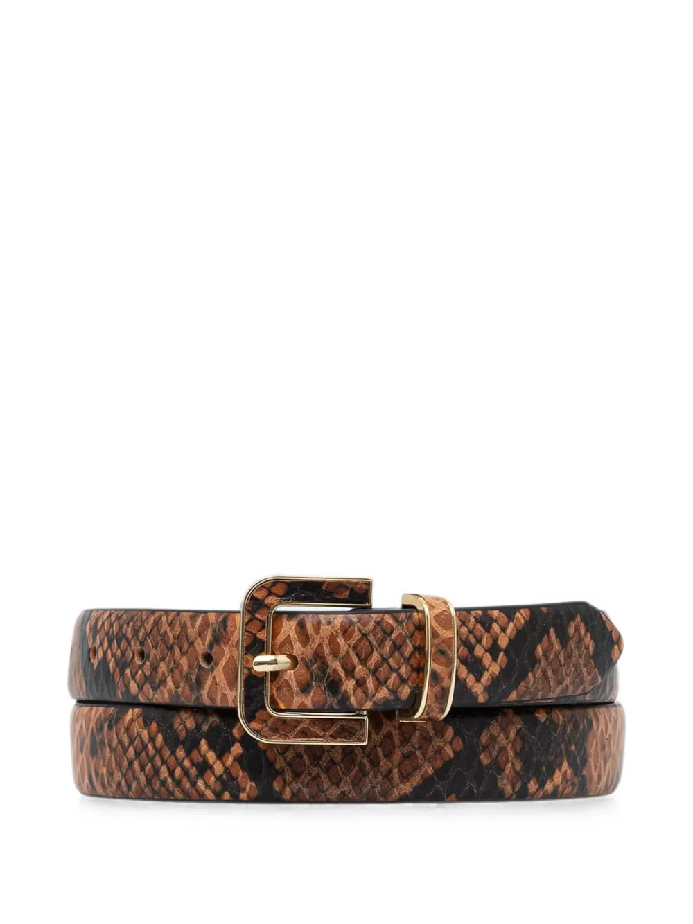 DKNY snakeskin-effect buckle belt - Marrone