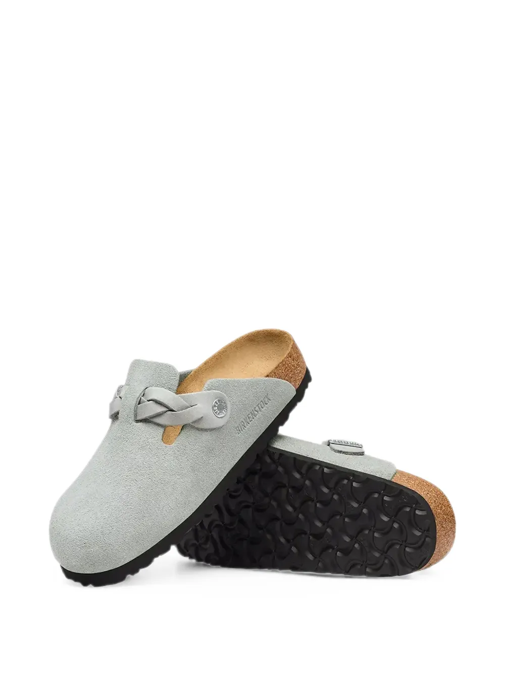 Birkenstock Boston braided suede clogs Grijs