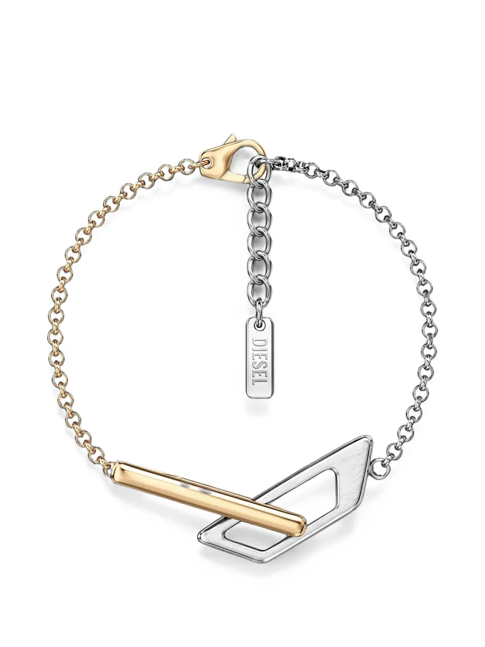 Diesel two-tone logo-pendant bracelets