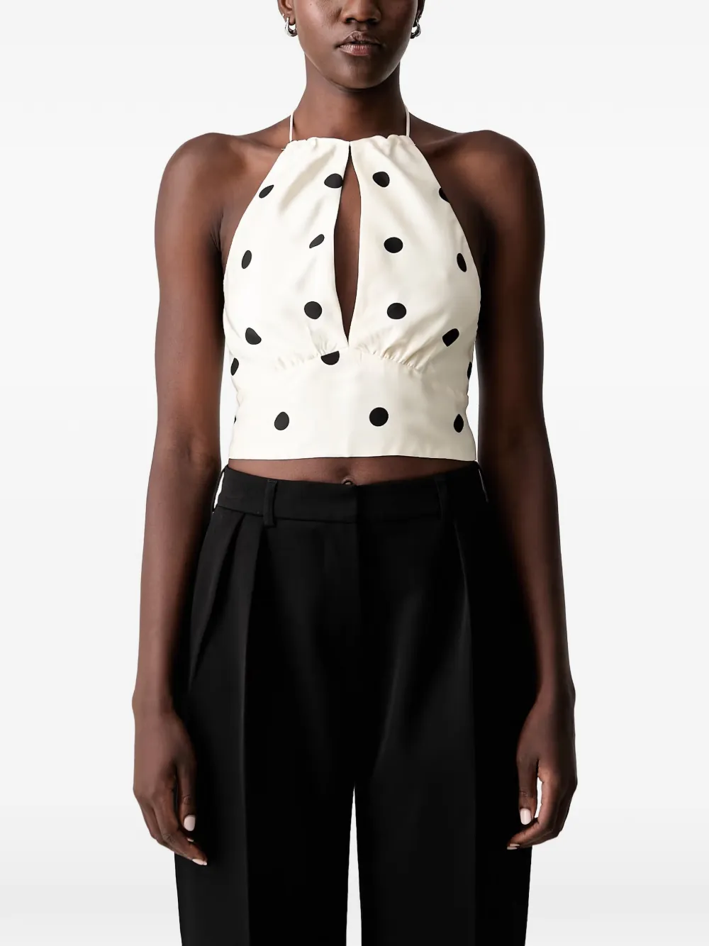 Bardot Phoebe polka-dot halterneck top - Toni neutri