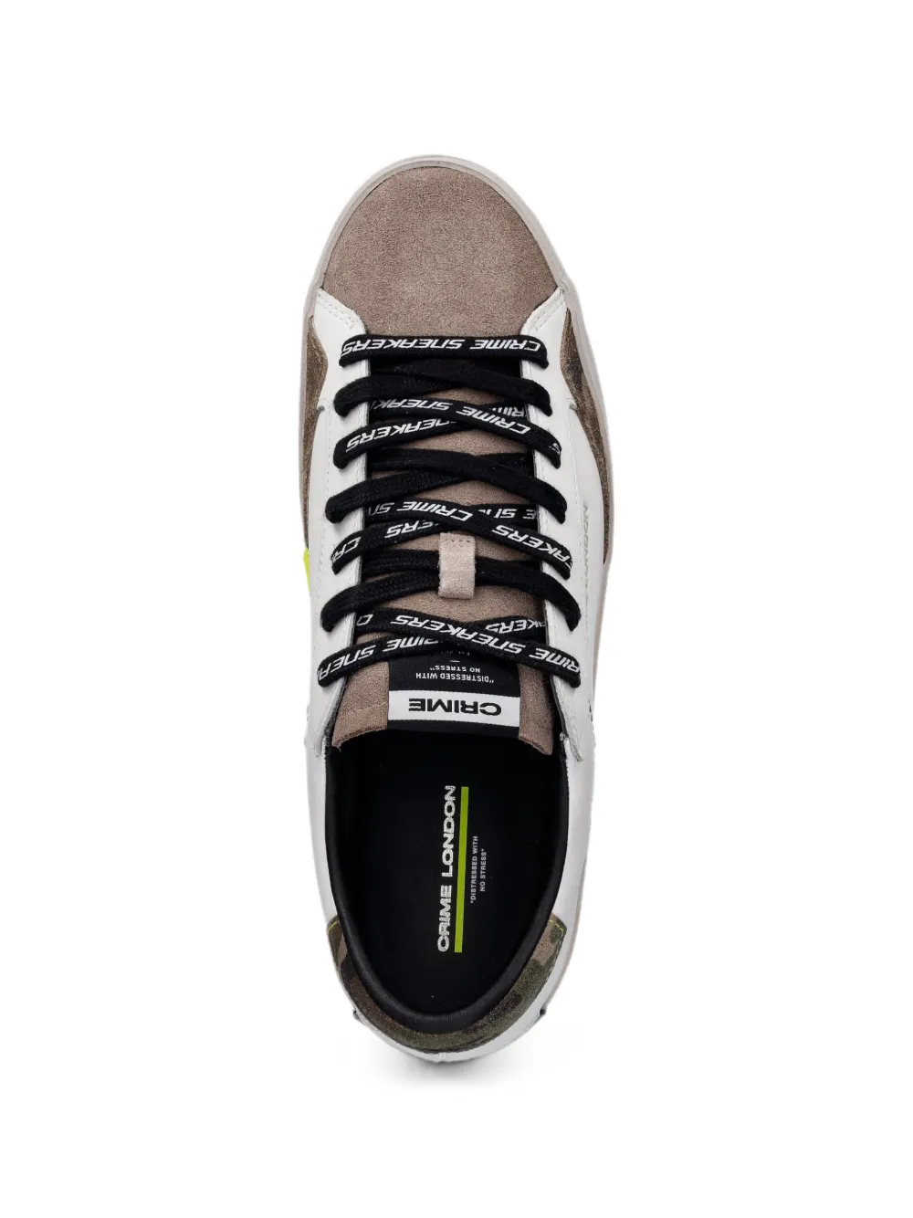 Crime London Sk8 Deluxe distressed camouflage-print sneakers Wit