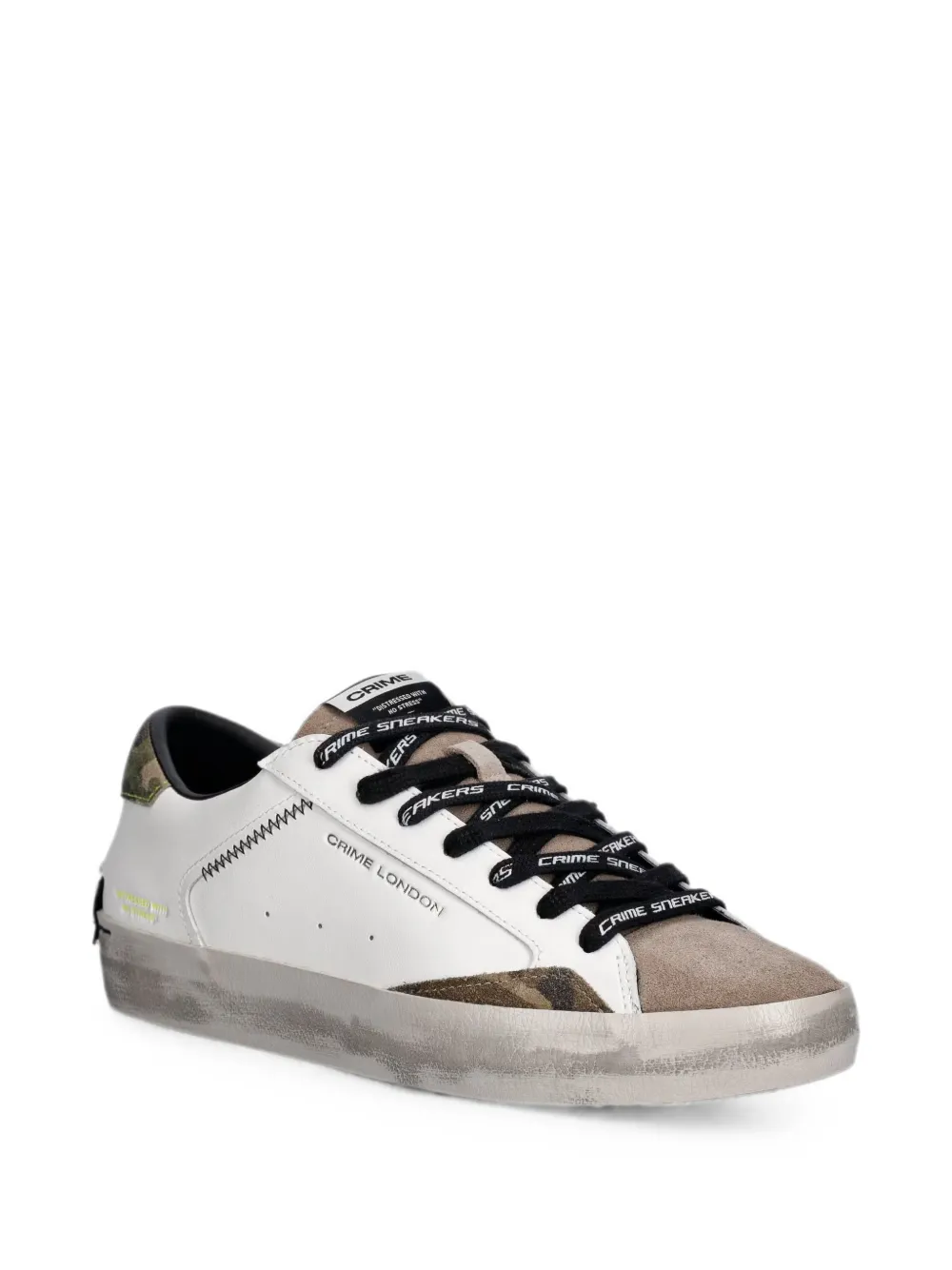 Crime London Sk8 Deluxe distressed camouflage-print sneakers Wit