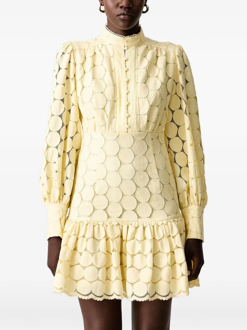Bardot Remy guipure-lace ruffled mini dress