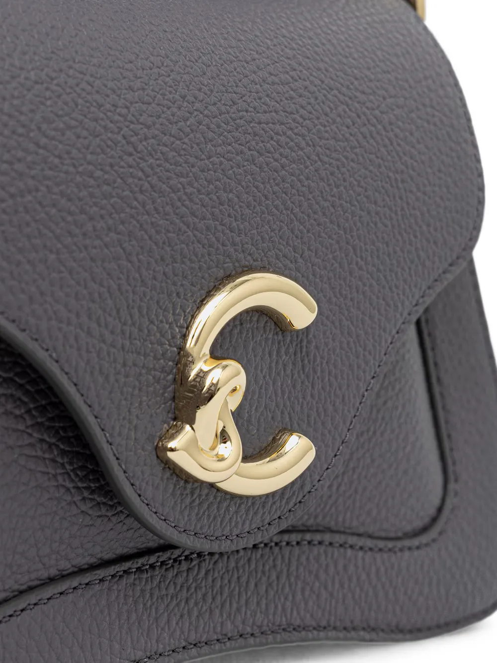 Coccinelle Kleine C-Me leren shopper met logo-plakkaat Grijs