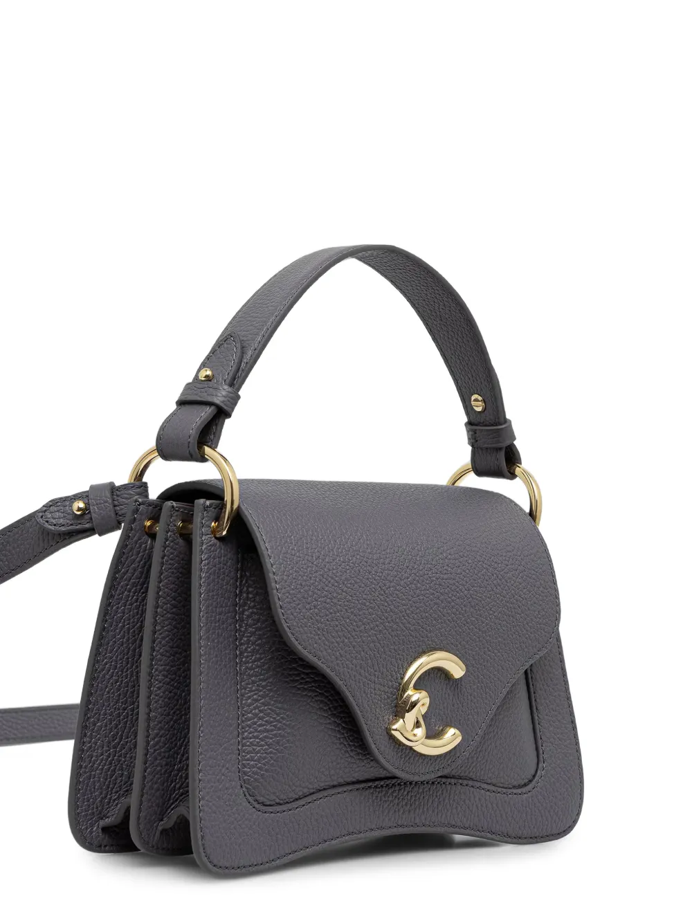 Coccinelle Kleine C-Me leren shopper met logo-plakkaat Grijs