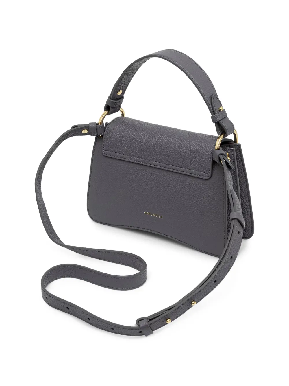 Coccinelle Kleine C-Me leren shopper met logo-plakkaat Grijs