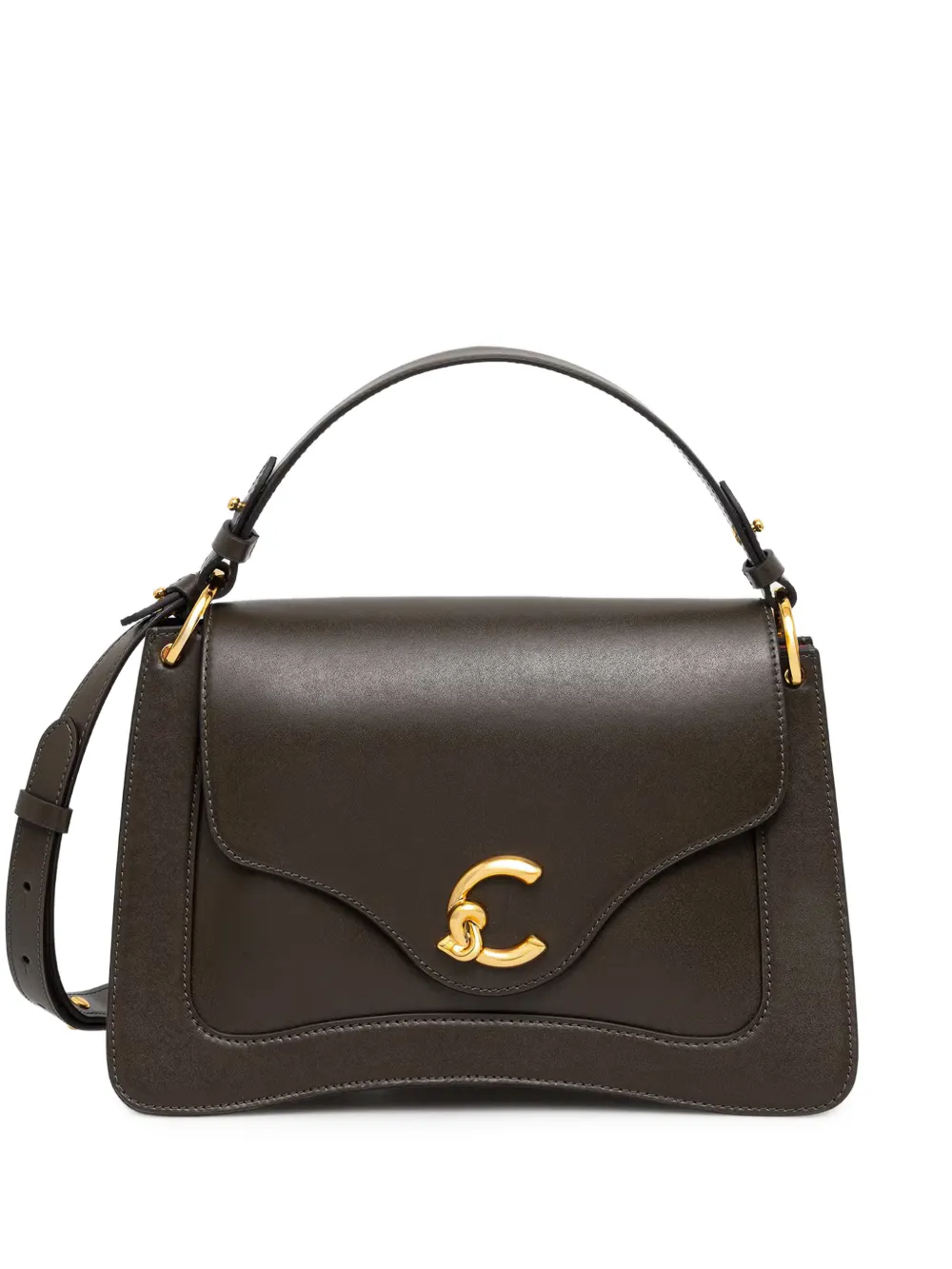 Coccinelle logo-plaque leather shoulder bag - Braun