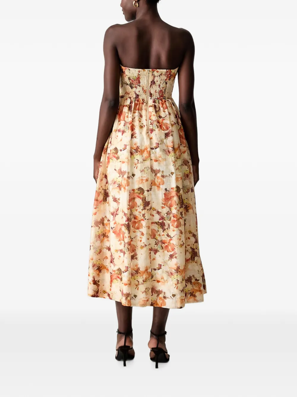Bardot Lola midi-jurk met korset-design en bloemenprint Oranje
