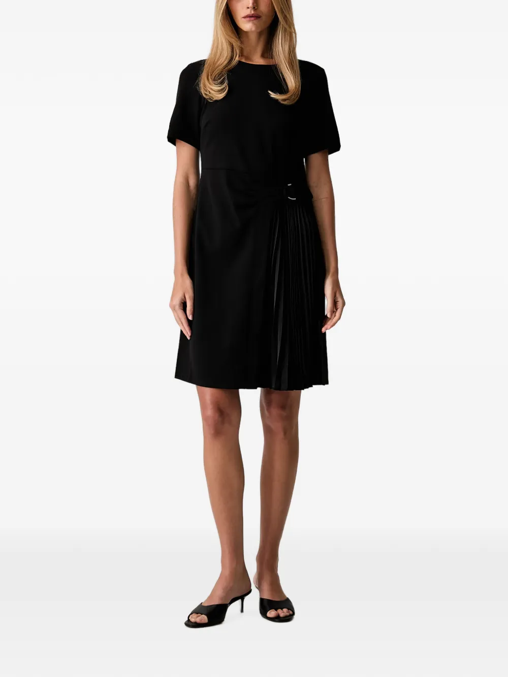 DKNY pleated buckle-detail mini dress - Nero