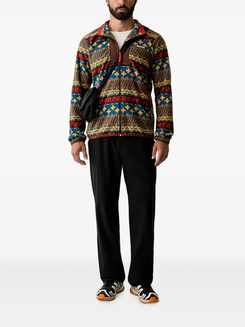 Columbia Sweater met geometrisch patroon en rits Bruin