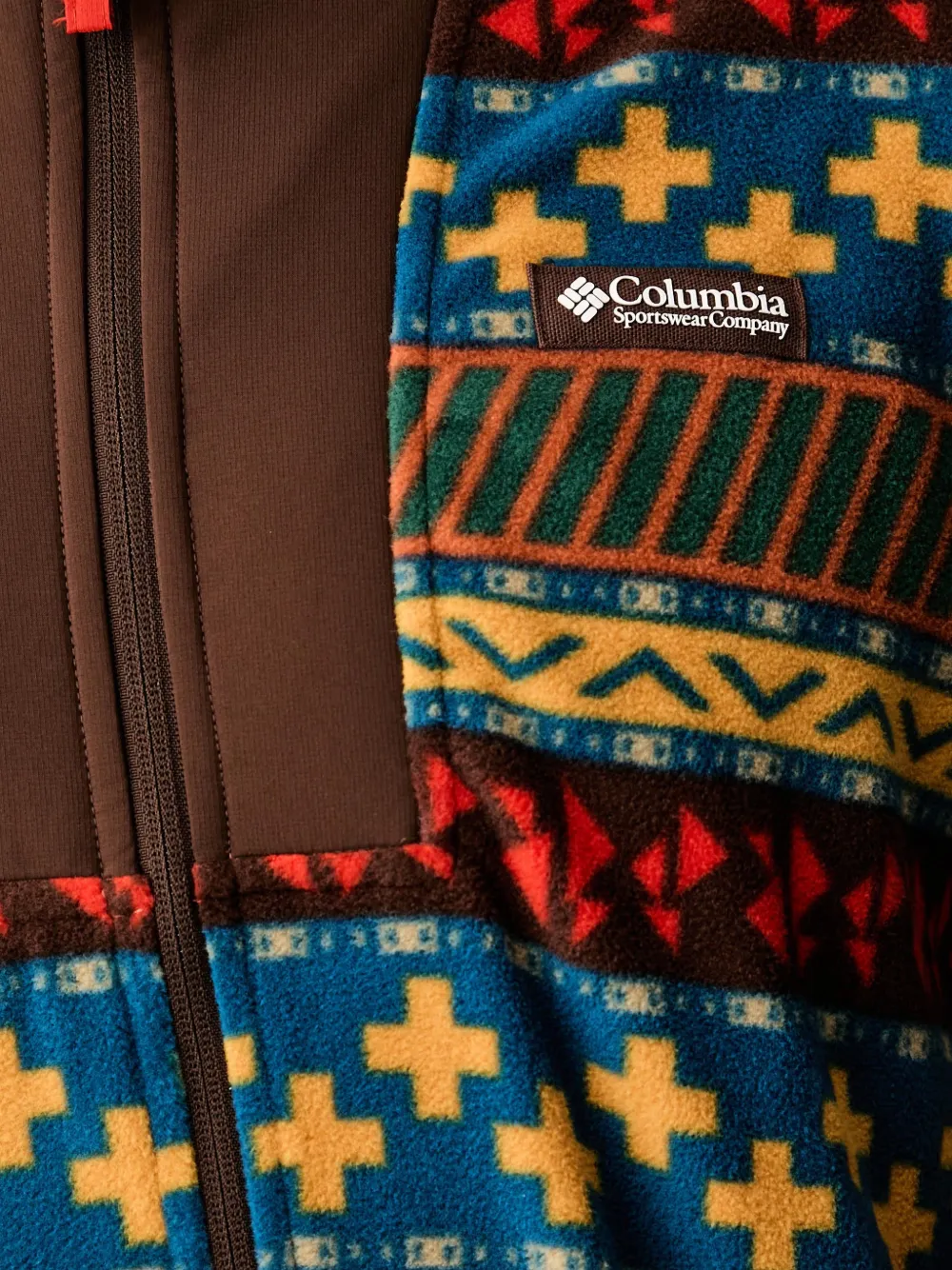 Columbia Sweater met geometrisch patroon en rits Bruin