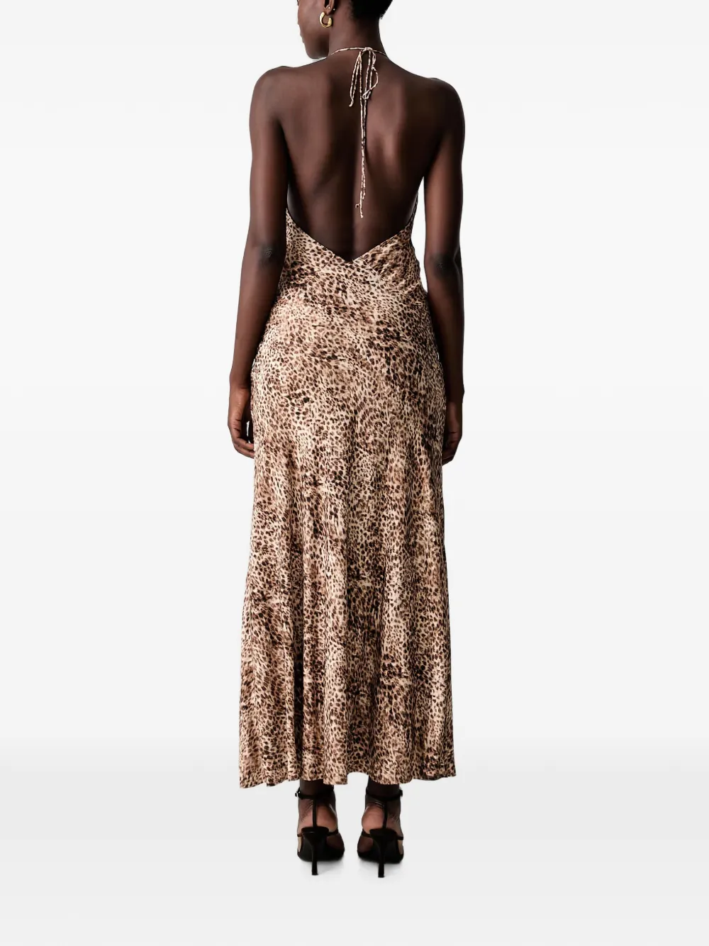 Bardot Llizbeth halterjurk met luipaardprint Beige