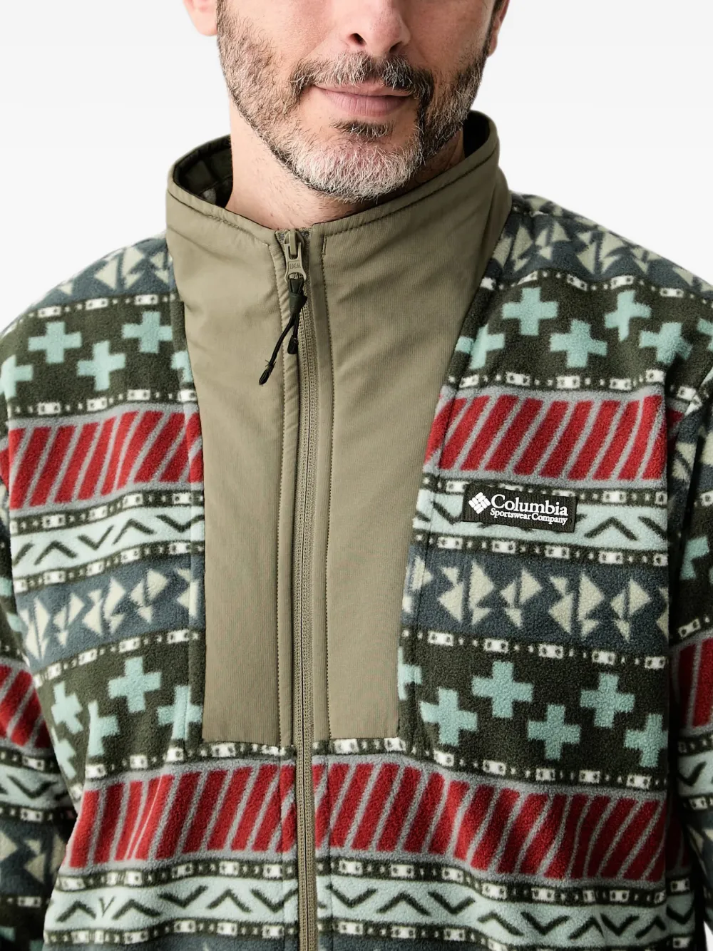 Columbia Sweater met geometrische print en rits Groen