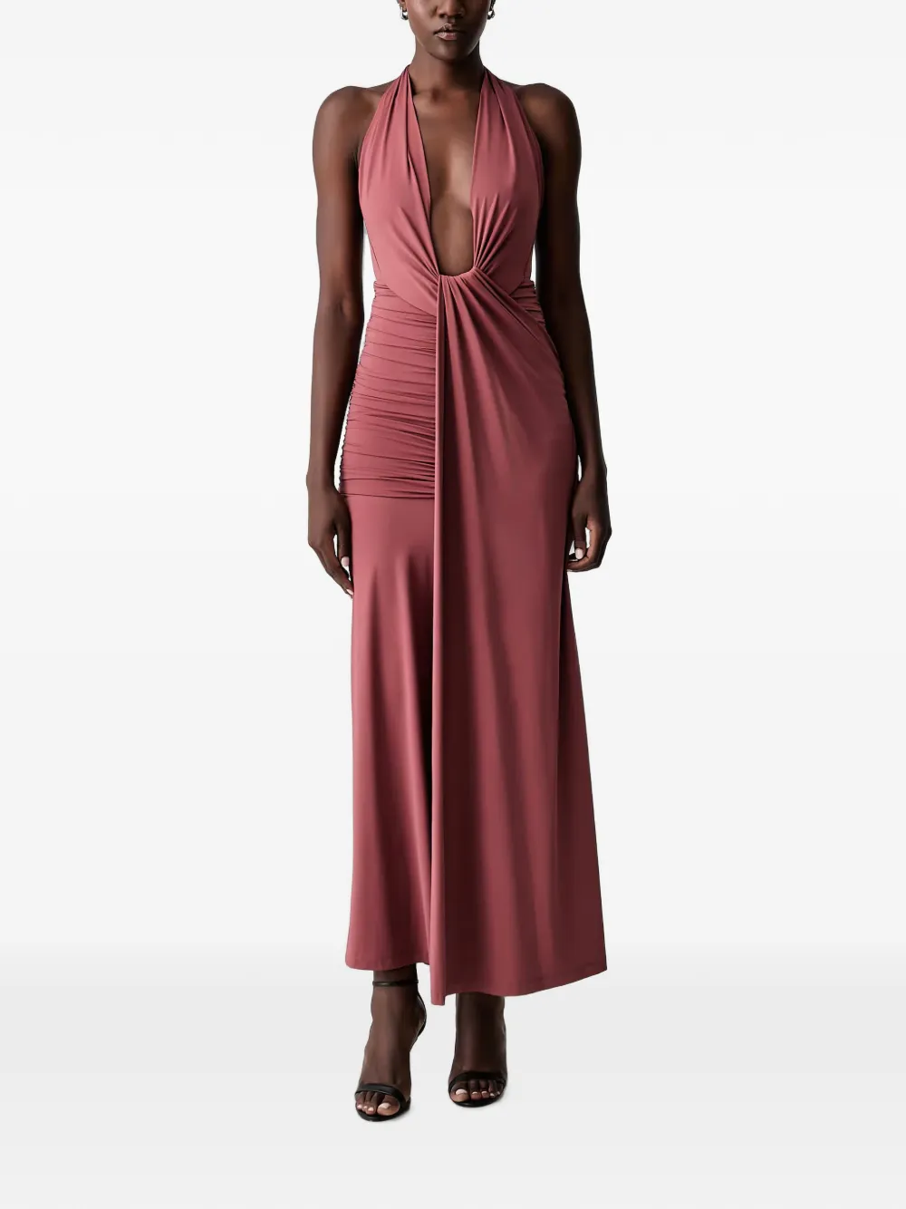 Bardot Ines ruched halterneck maxi dress · 40