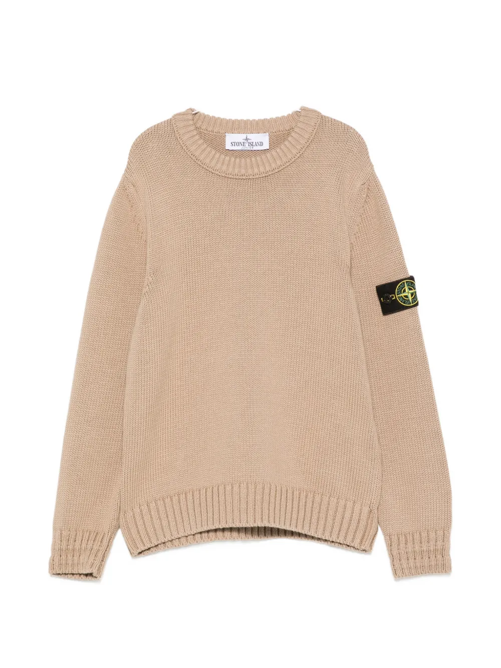 Stone Island Junior logo-patch ribbed-trim sweater - Toni neutri