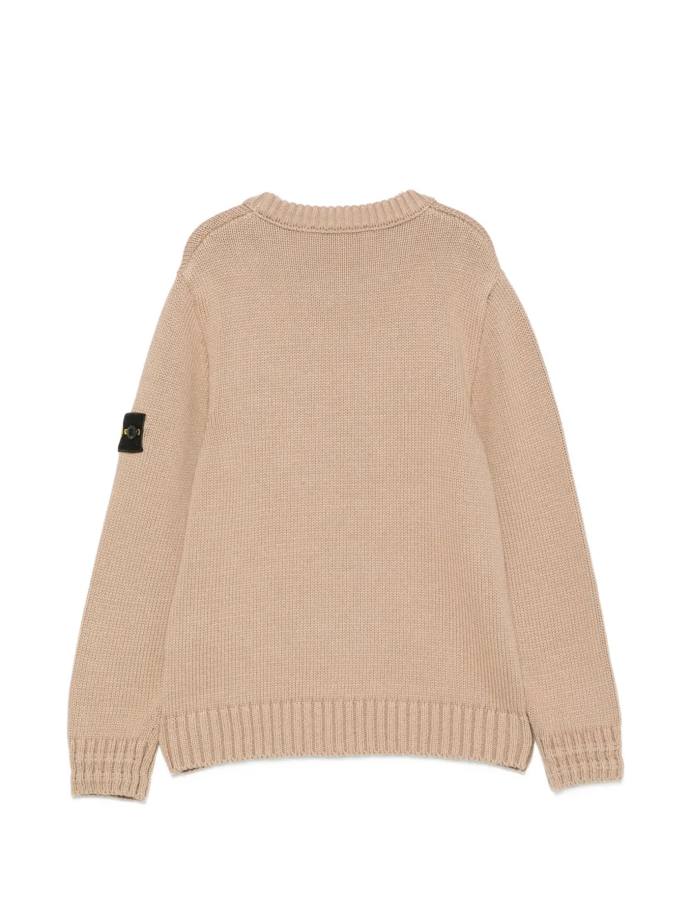 Stone Island Junior Trui met logopatch en geribbelde afwerking Beige