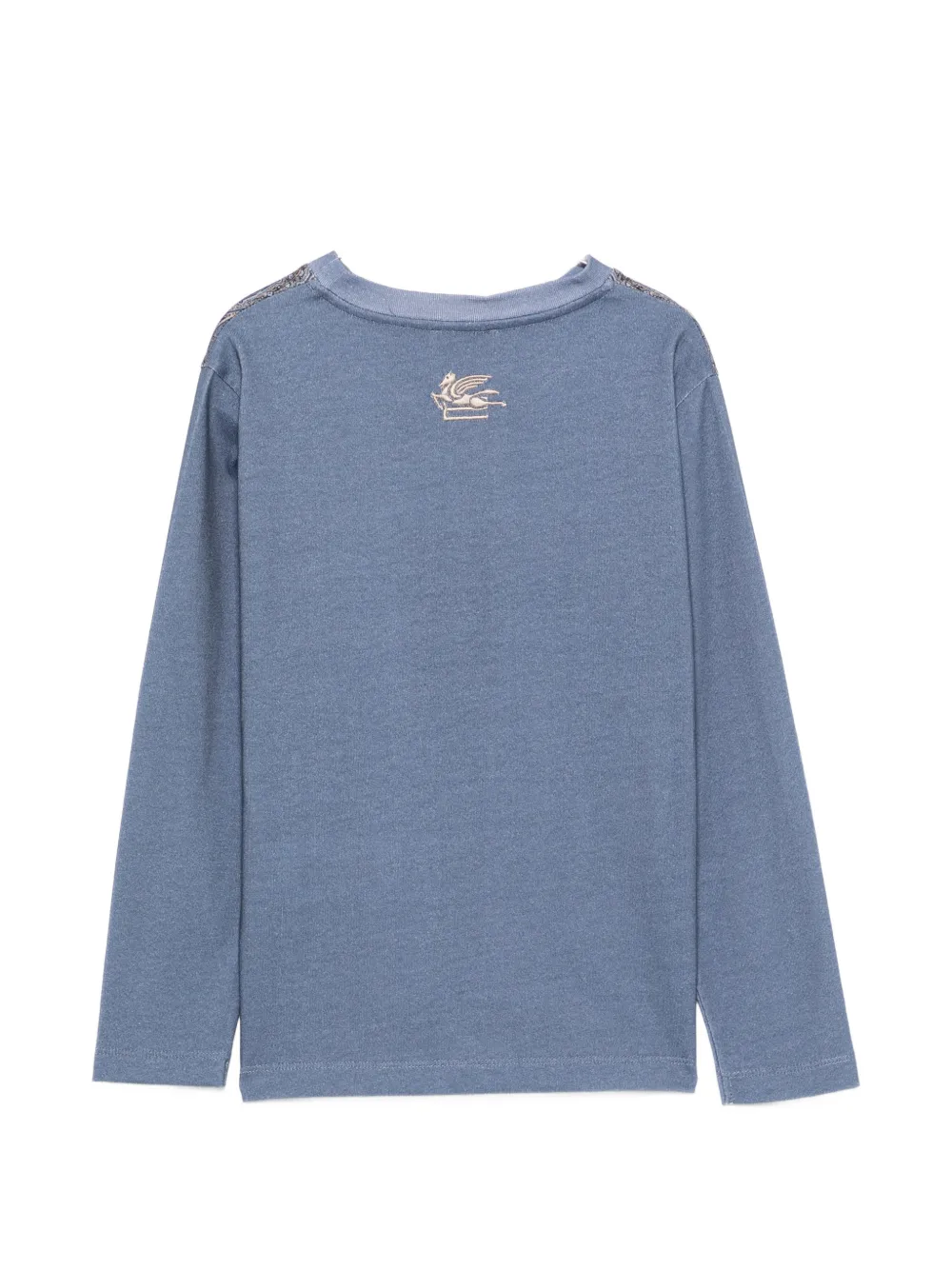 ETRO KIDS T-shirt met lange mouwen en Pegasus-print Blauw
