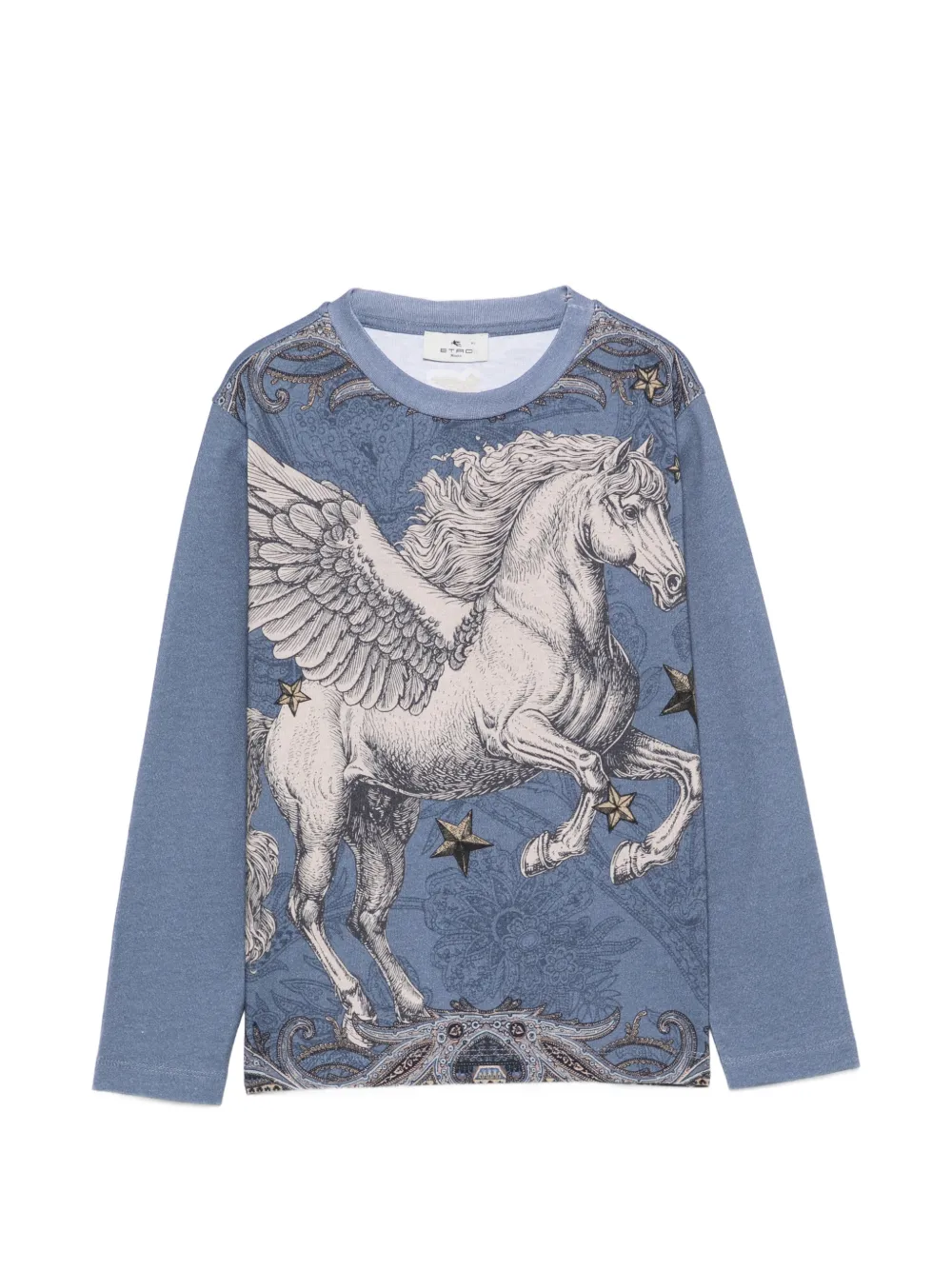 ETRO KIDS Pegasus-print long-sleeve T-shirt - Blu