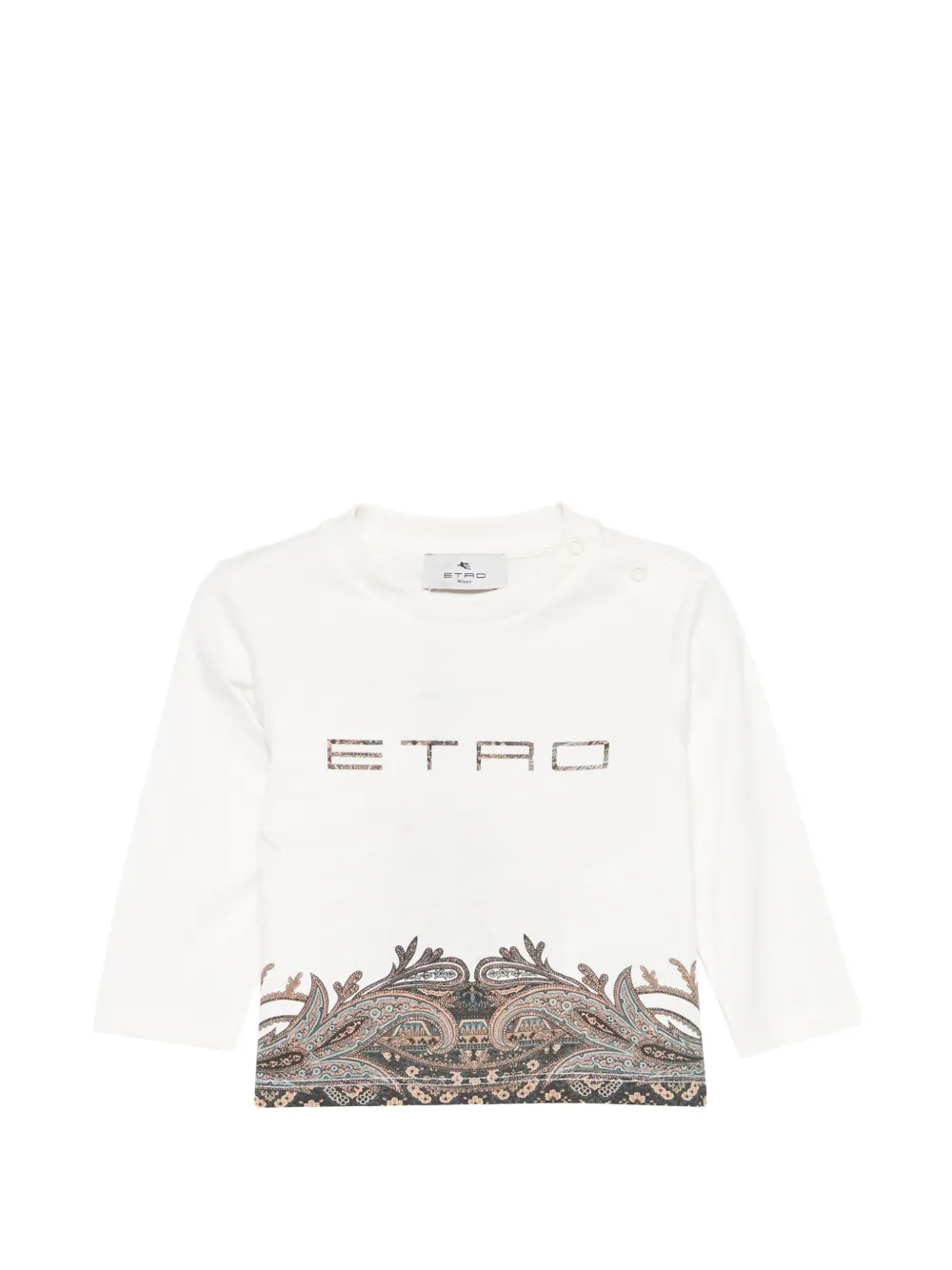 ETRO KIDS paisley-print logo-print cotton T-shirt - Toni neutri