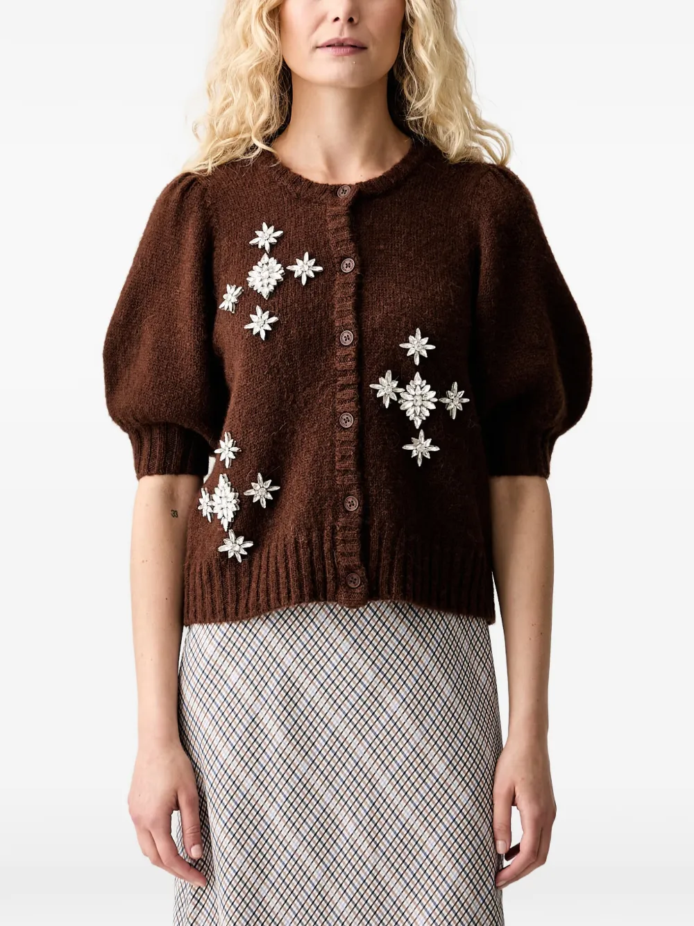 MUNTHE Verzierter Cardigan mit Kristallen - Braun
