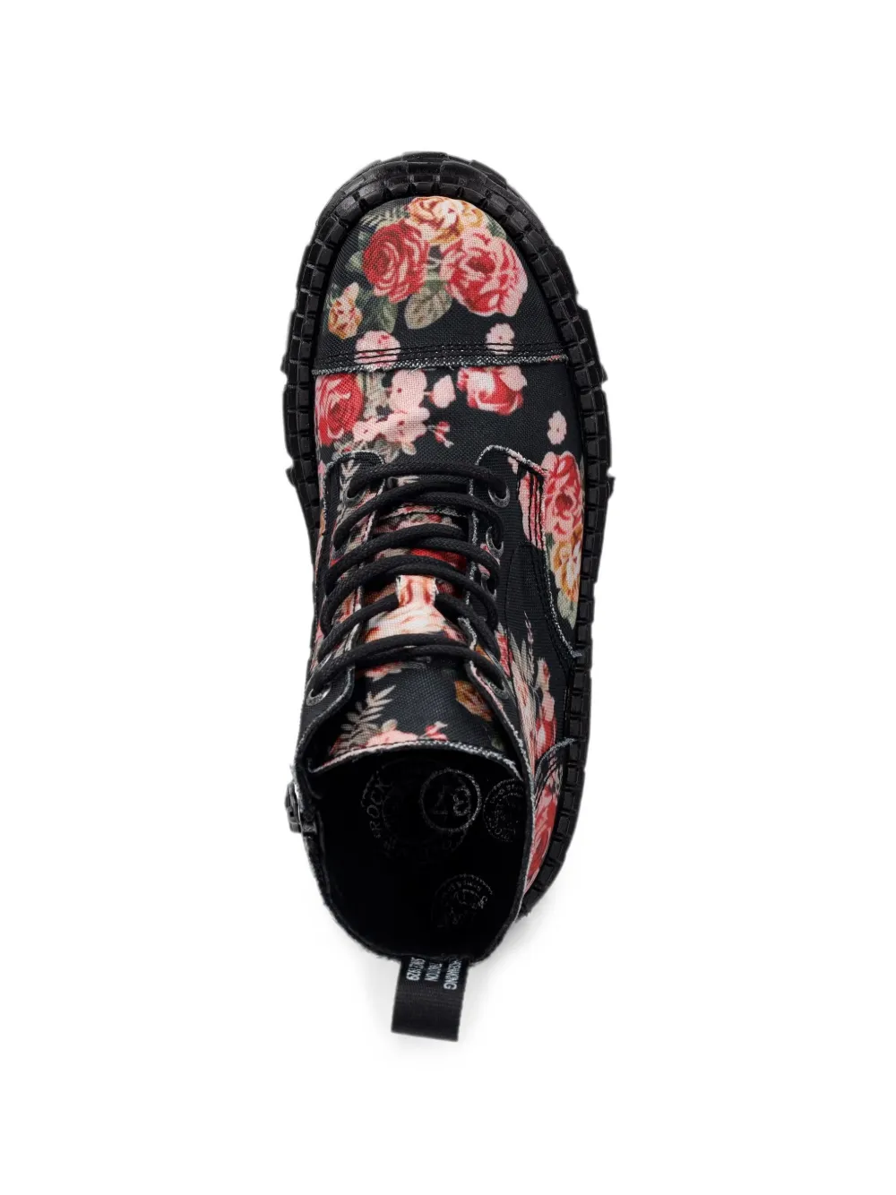 NEW ROCK floral-print platform ankle boots Zwart