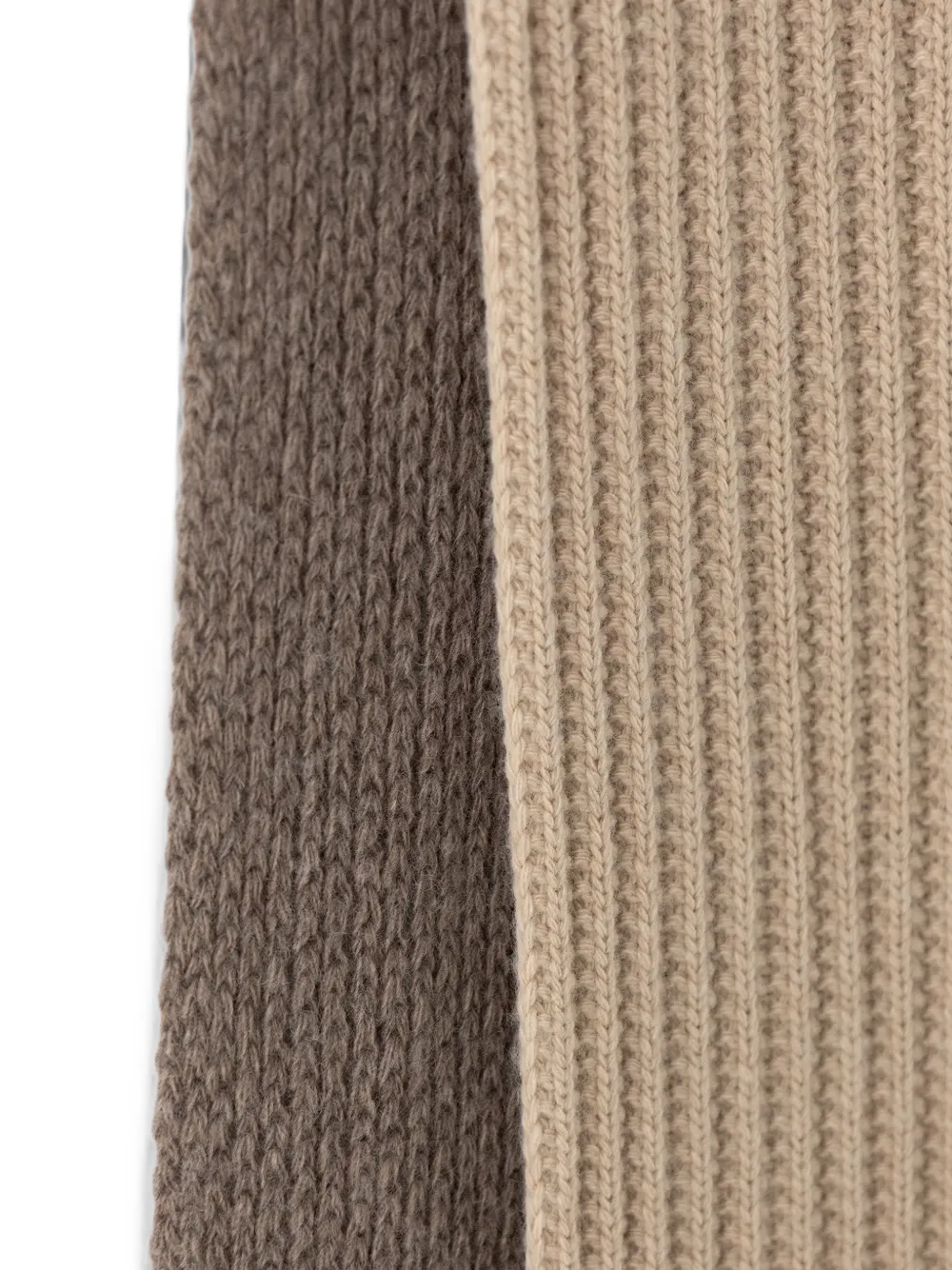 Moschino Ribgebreide sjaal met franje Beige