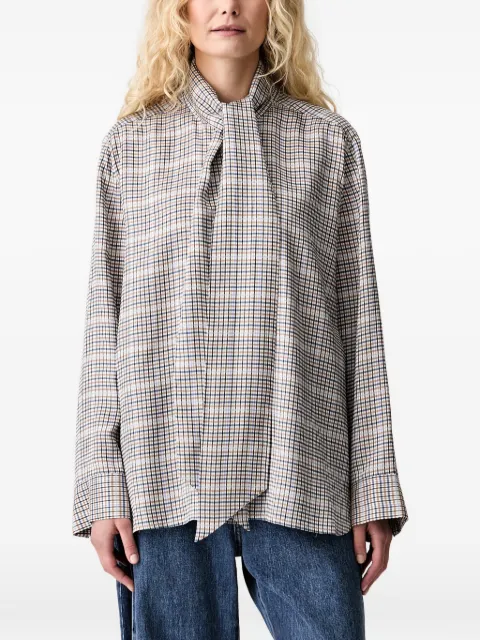 MUNTHE check-pattern pussy-bow blouse