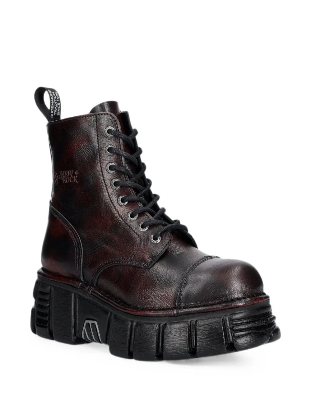 NEW ROCK lace-up platform boots Rood