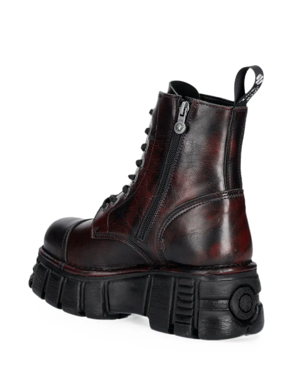 NEW ROCK lace-up platform boots Rood