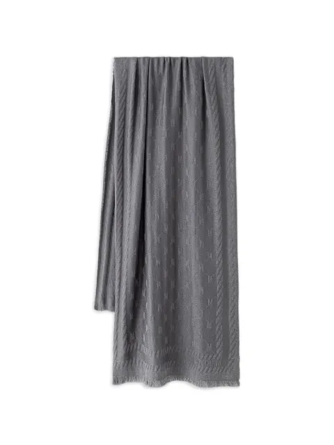 Moschino monogram-jacquard fringed wool scarf