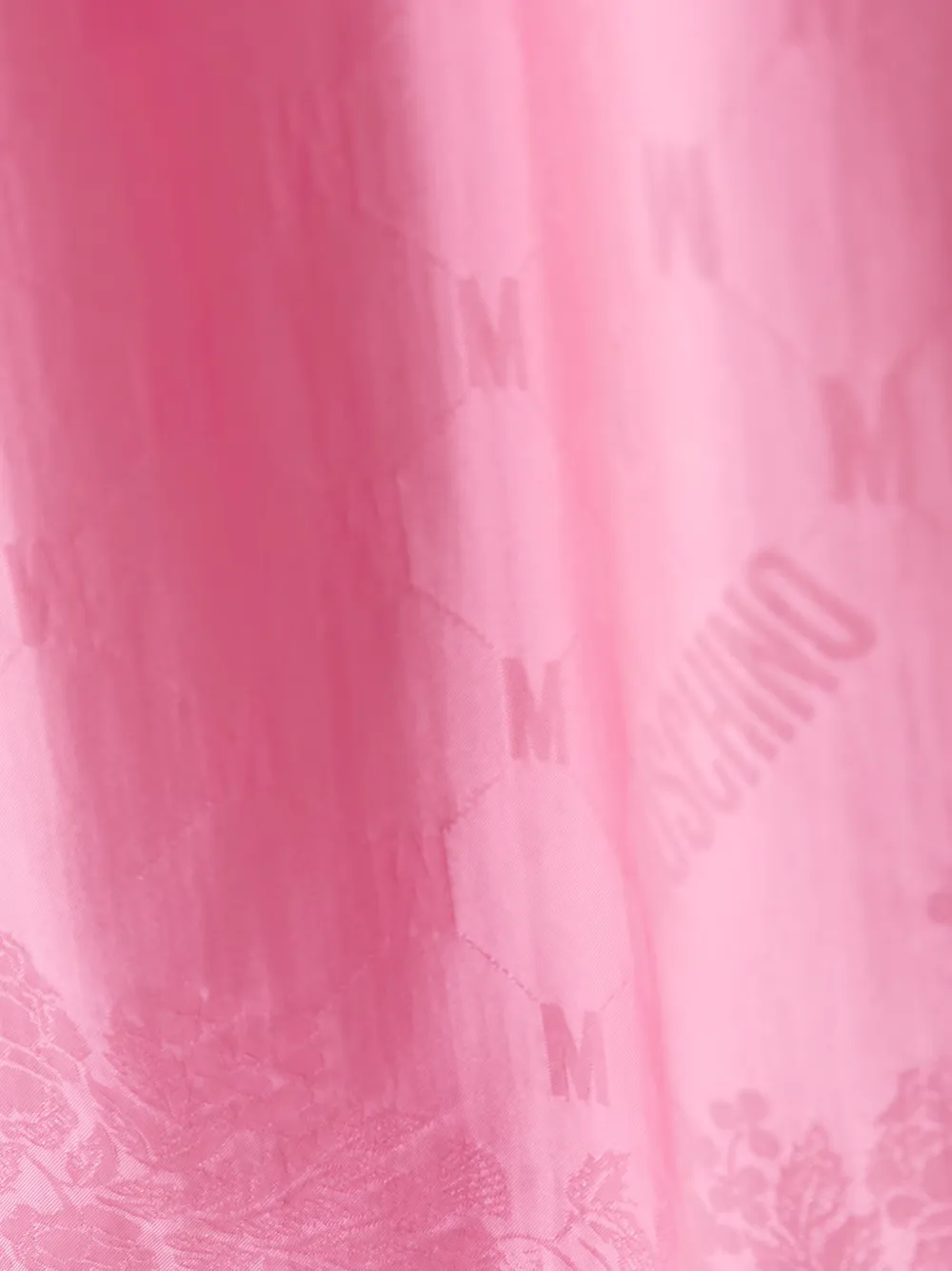 Moschino Zijden sjaal met bloemen-jacquard en logo-jacquard Roze