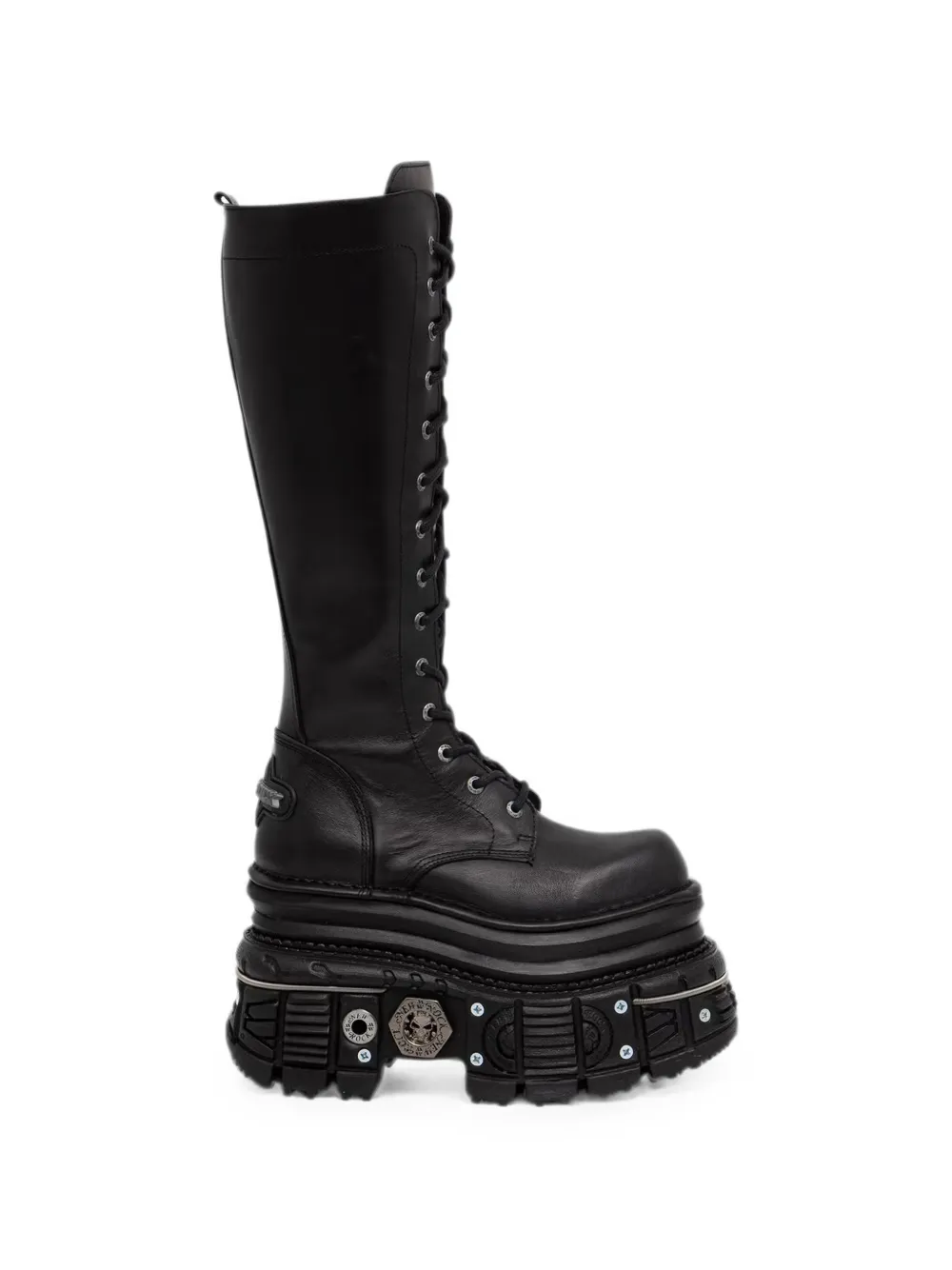 New Rock Lace-up Platform Boots In Schwarz