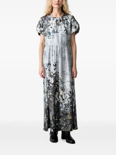 MUNTHE abstract-print puff-sleeve maxi dress