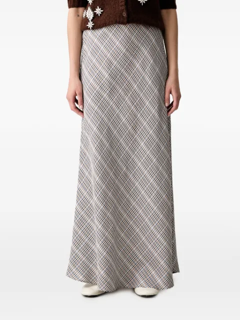 MUNTHE check-pattern flared maxi skirt