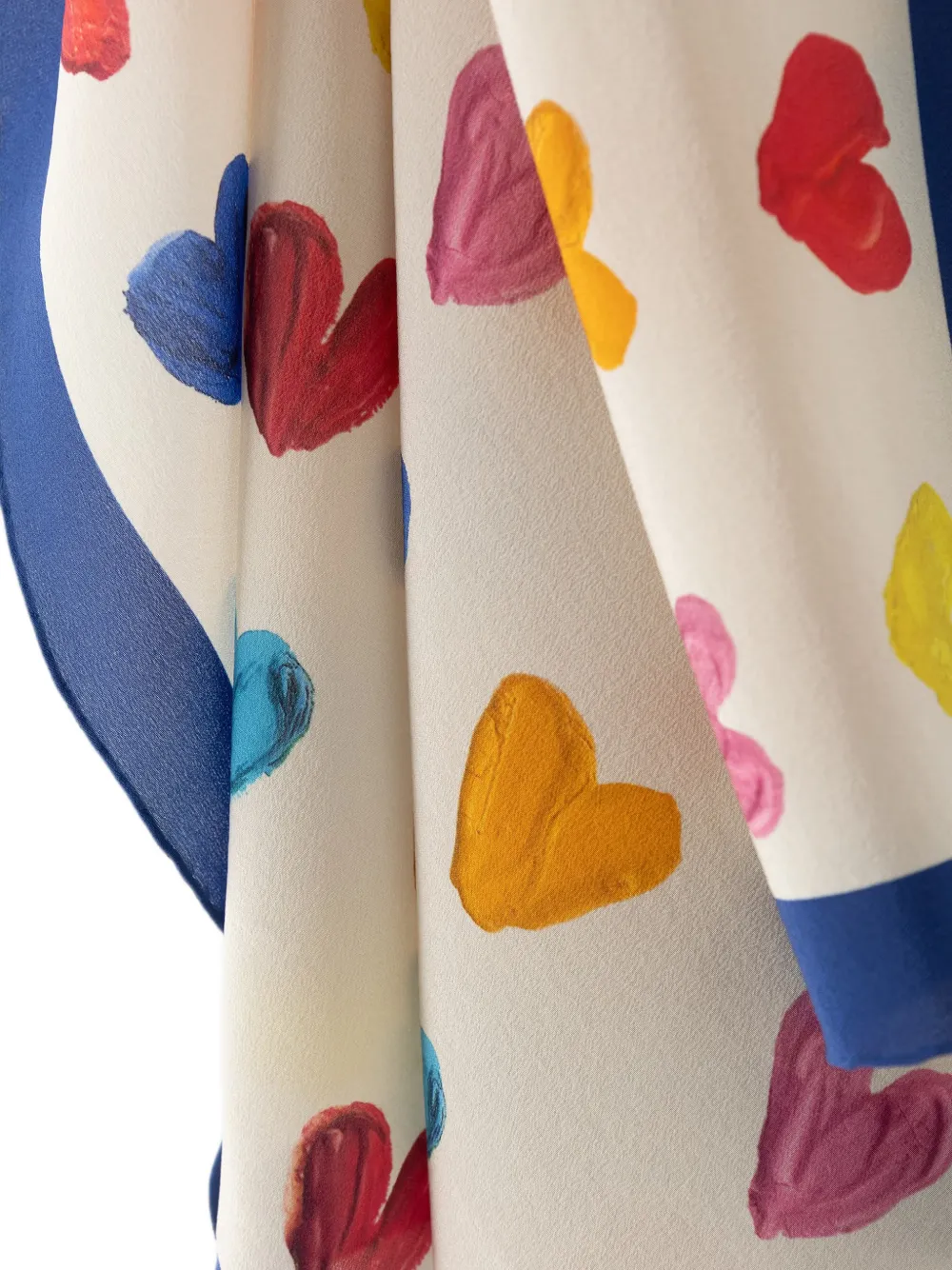 Moschino Zijden sjaal met hartprint en logo-detail Beige