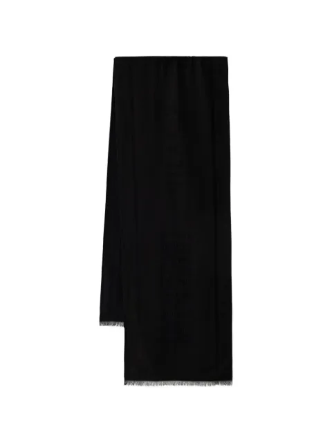 Moschino logo-jacquard fringed wool scarf
