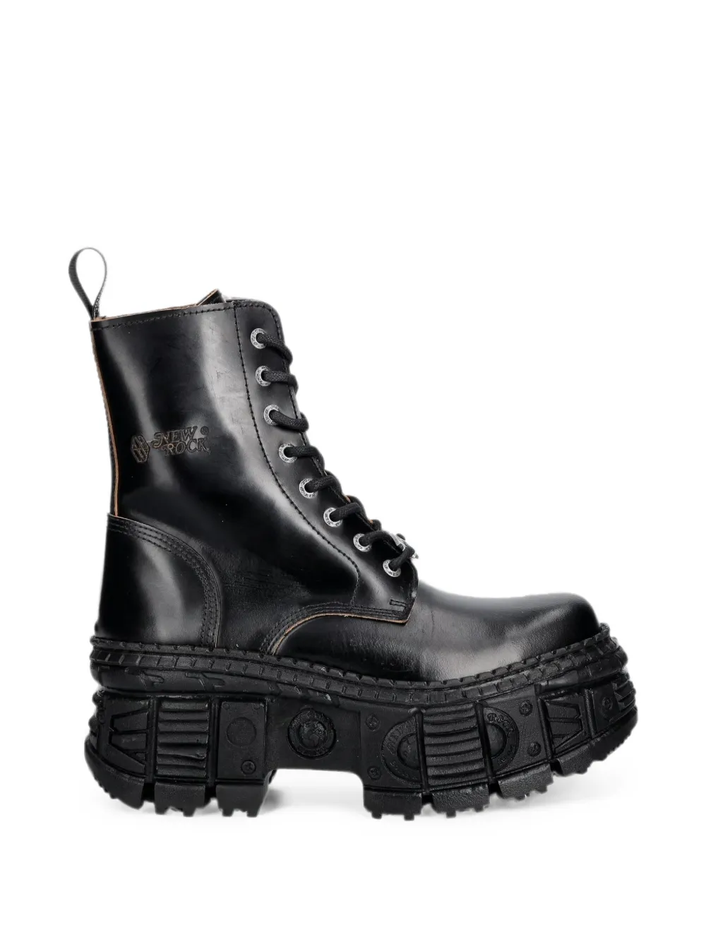 New Rock Platform Lace-up Boots In Schwarz