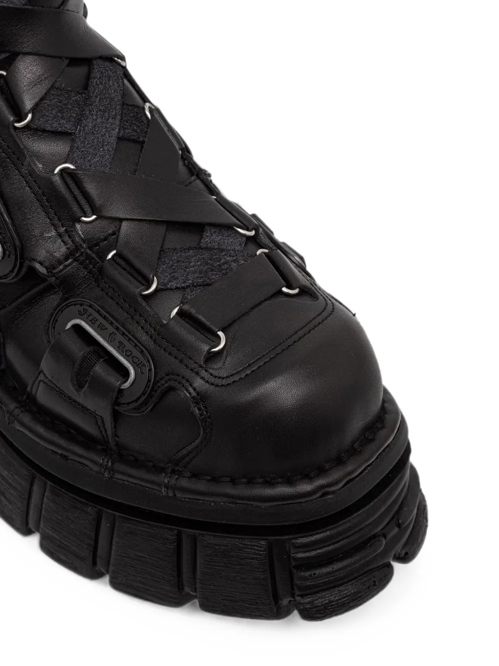 NEW ROCK buckle-strap platform boots Zwart