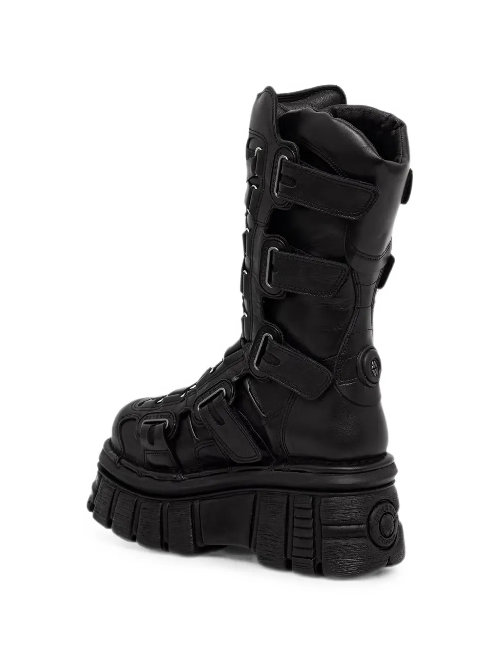 NEW ROCK buckle-strap platform boots Zwart