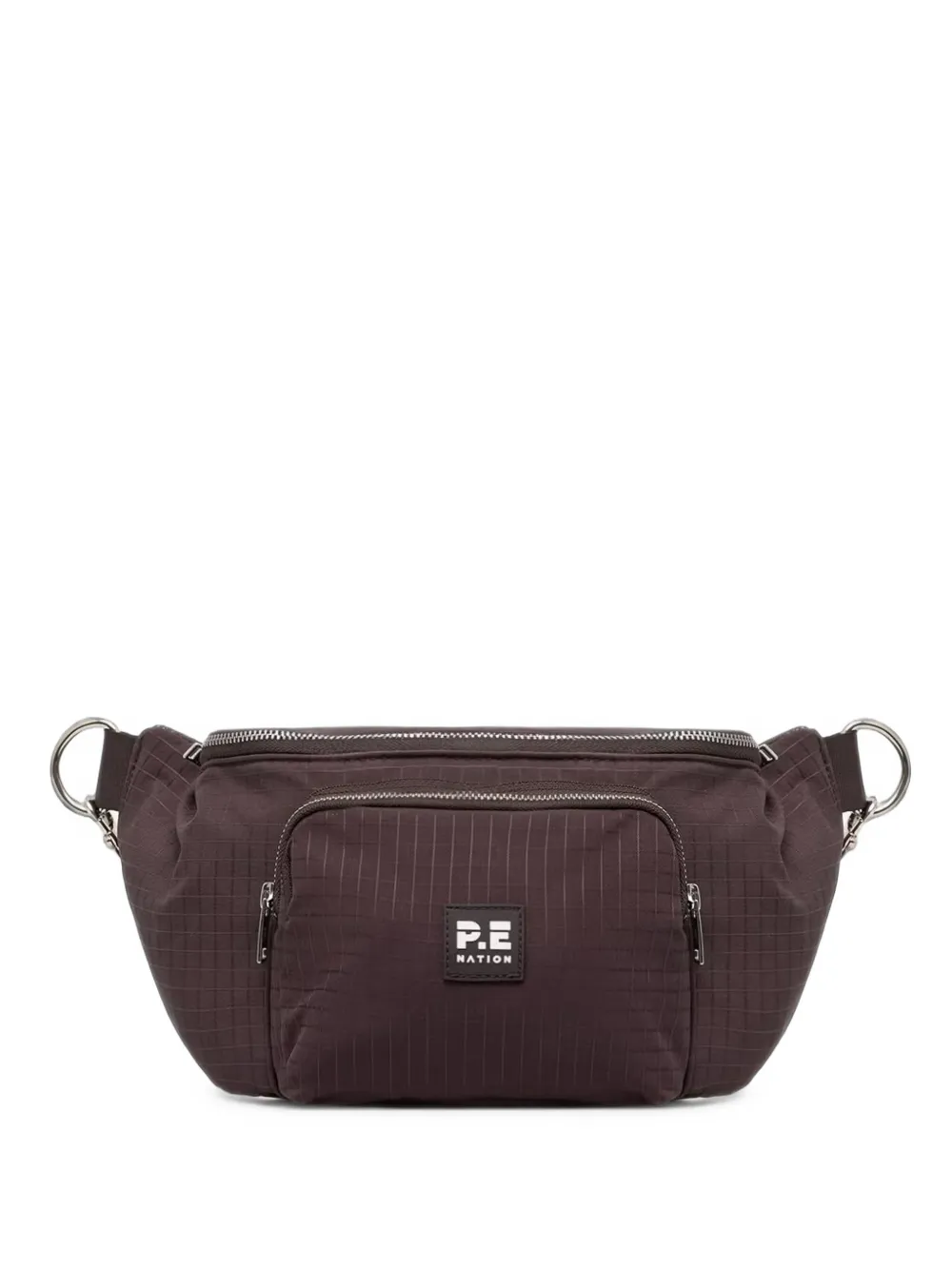P.E Nation grid-pattern logo-patch belt bag - Marrone
