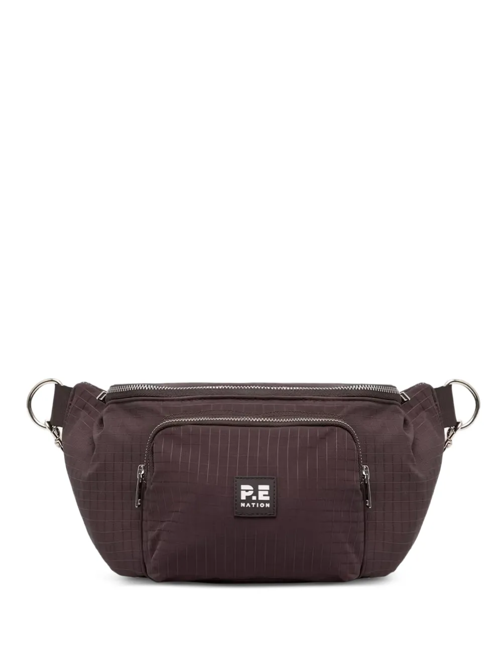 P.E Nation grid-pattern logo-patch belt bag - Marrone