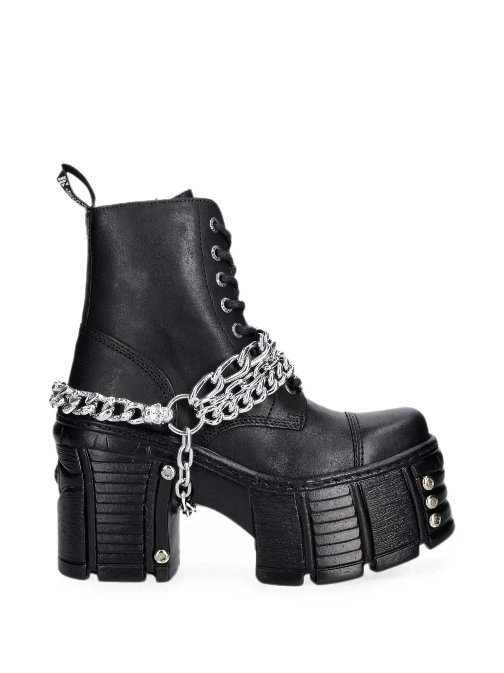 New Rock Chain-detail Platform Boots In Black