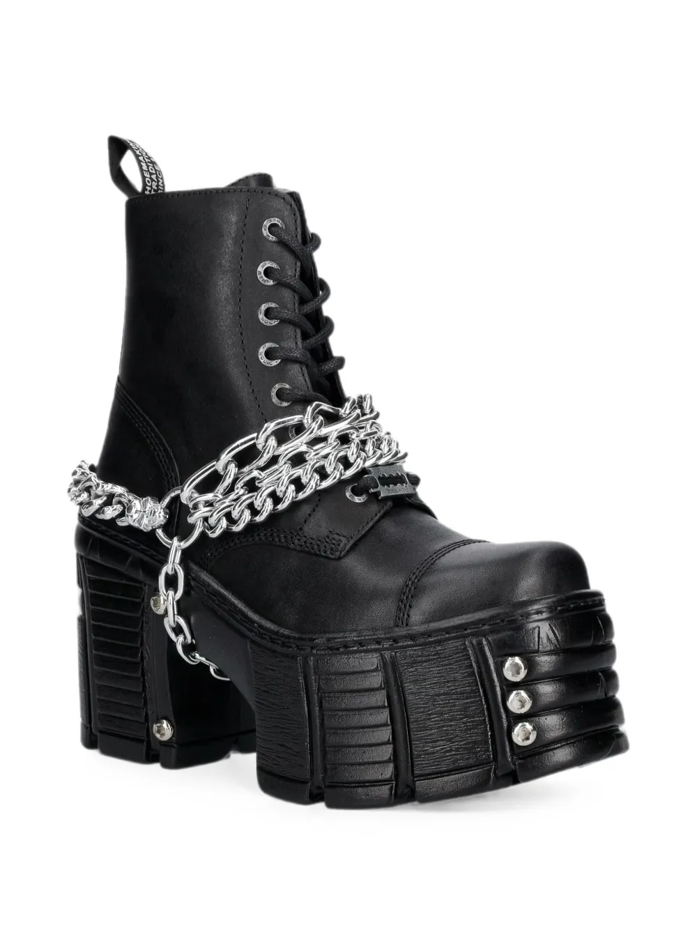 NEW ROCK chain-detail platform boots Zwart
