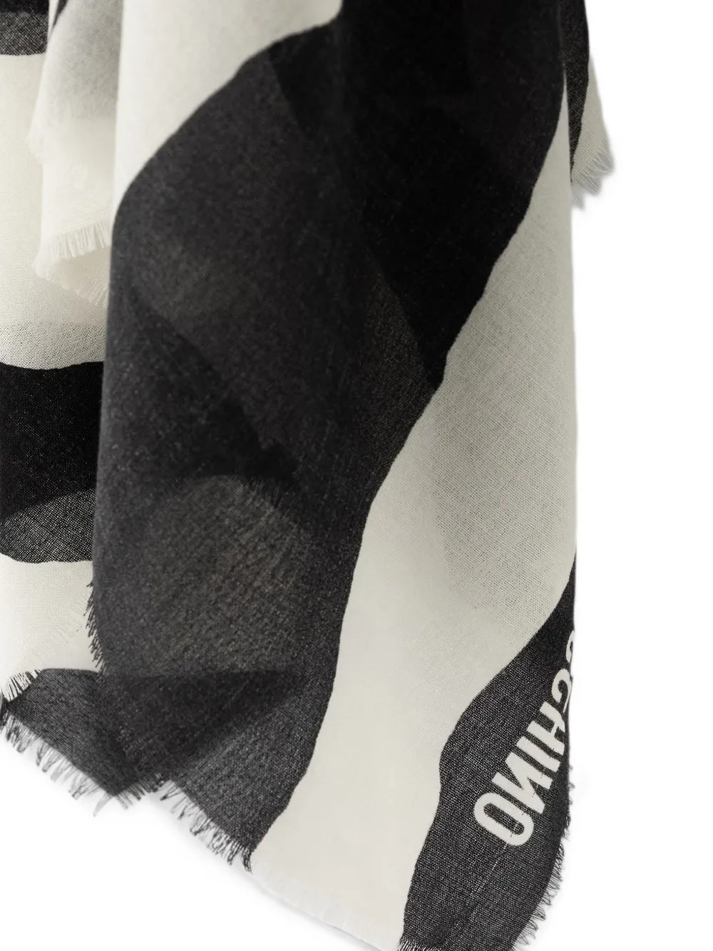 Moschino Wollen sjaal met zebraprint en franje Beige