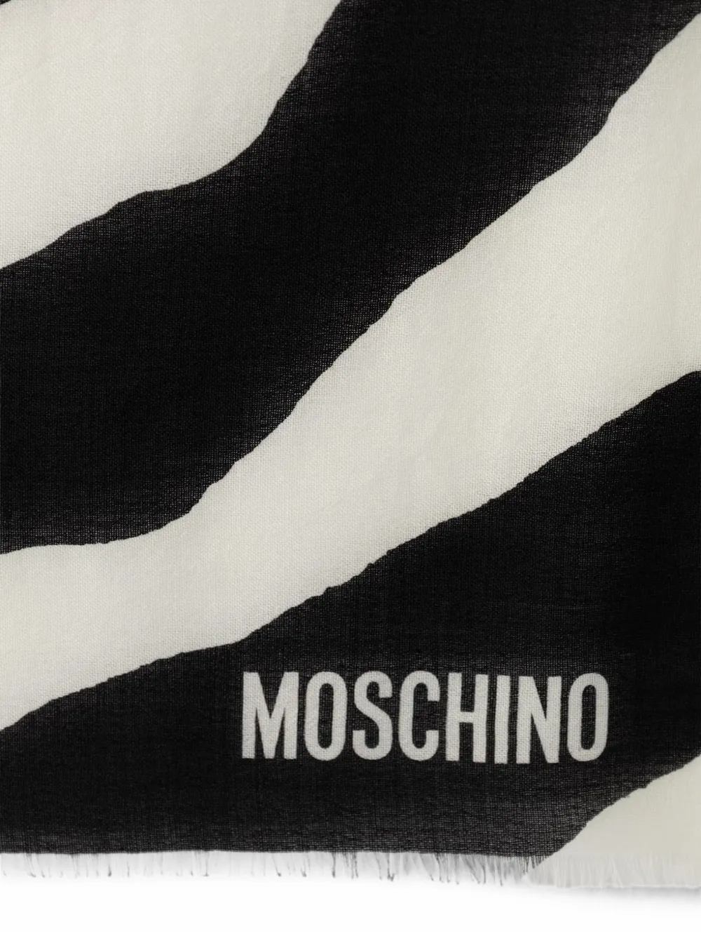 Moschino Wollen sjaal met zebraprint en franje Beige