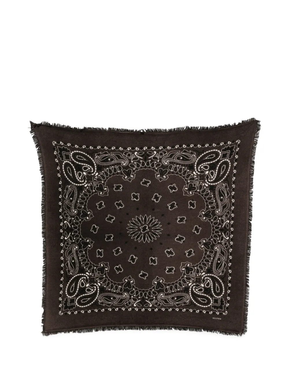 kujten paisley-print frayed scarf - Braun