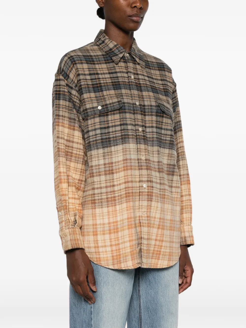 R13 Geruit shirt Beige