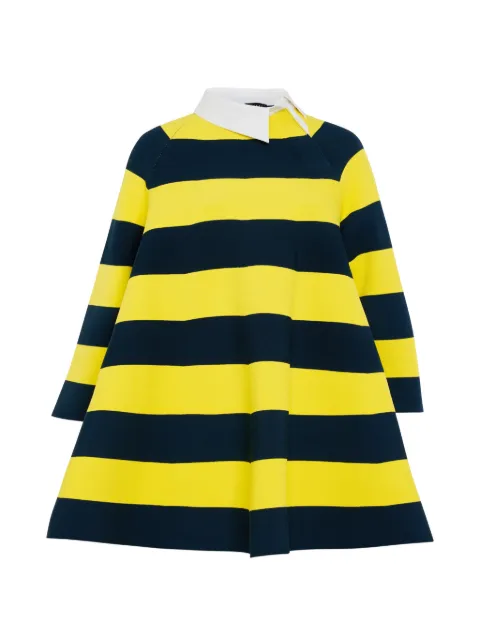 A.W.A.K.E. Mode striped asymmetric-collar mini dress